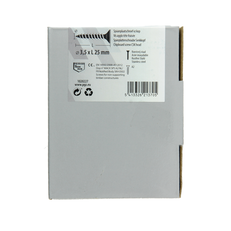Mack 1020227 - vis pour panneaux d'aggloméré tête VZ acier inoxydable a2 200 pcs 3,5 x 25 mm | 2 pièces