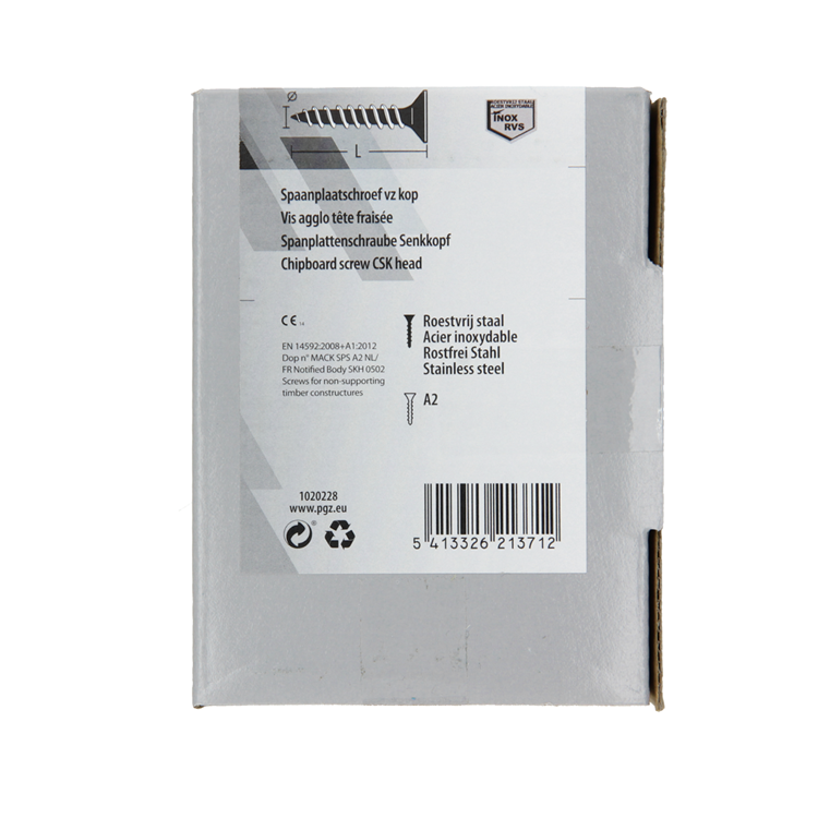 Mack 1020228 - vis pour panneaux d'aggloméré tête VZ acier inoxydable a2 200 pcs 3,5 x 30 mm | 2 pièces