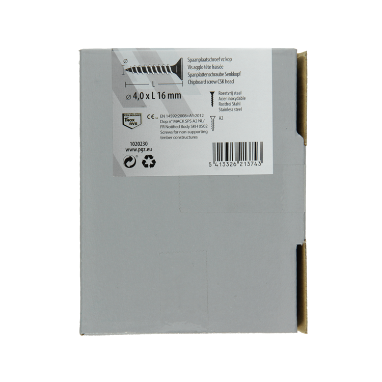 Mack 1020230 - vis pour panneaux d'aggloméré tête VZ acier inoxydable a2 200 pcs 4,0 x 16 mm | 2 pièces
