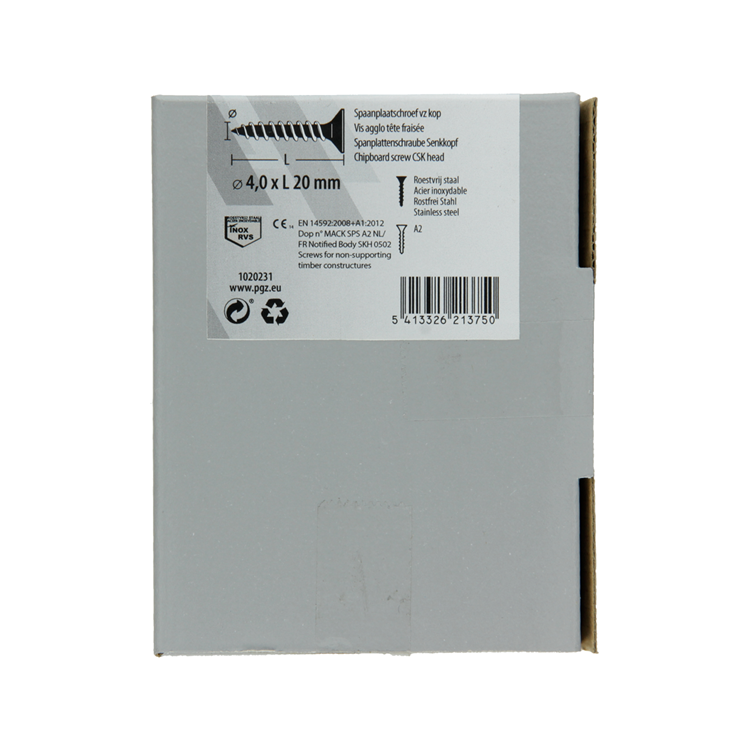 Mack 1020231 - vis pour panneaux d'aggloméré tête VZ acier inoxydable a2 200 pcs 4,0 x 20 mm | 2 pièces