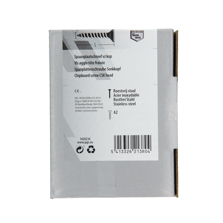 Mack 1020236 - vis pour panneaux d'aggloméré tête VZ acier inoxydable a2 100 pcs 4,0 x 45 mm | 2 pièces