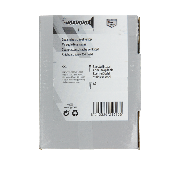 Mack 1020238 - vis pour panneaux d'aggloméré tête VZ acier inoxydable a2 200 pcs 4,5 x 30 mm | 2 pièces