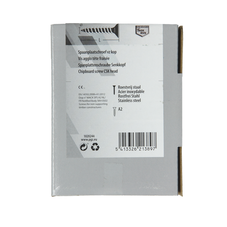 Mack 1020244 - vis pour panneaux d'aggloméré tête VZ acier inoxydable a2 100 pcs 5,0 x 40 mm | 2 pièces