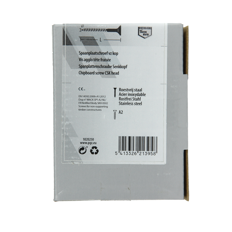 Mack 1020250 - vis pour panneaux d'aggloméré avec tête en acier inoxydable A2 50 pcs 6,0 x 60 mm | 2 pièces
