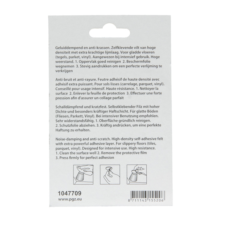 Mack 1047709 - pastille en feutre autocollante blanc 70 x 95 mm 1 pièce pièce | 12 pièces