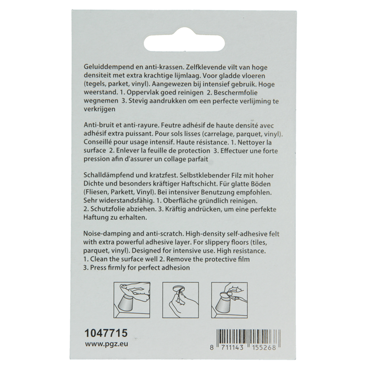 Mack 1047715 - pastille en feutre autocollante blanc 25 x 25 mm 12 pcs | 12 pièces