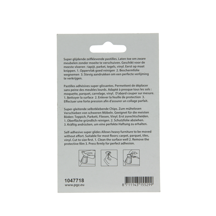 Mack 1047718 - pastille super coulissante autocollante gris 16 x 75 mm 4 pcs | 12 pièces