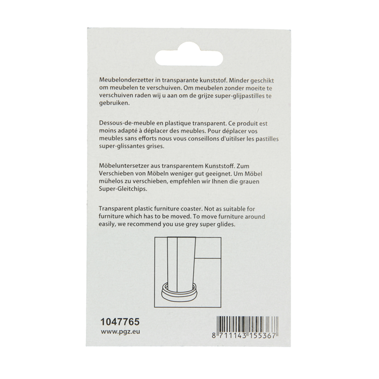Mack 1047765 - dessous de verre pour meuble plastique transparent ø 35 mm 4 pcs | 6 pièces