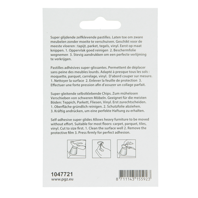 Mack 1047721 - pastille super coulissante autocollante gris ø 50 mm 4 pcs | 6 pièces