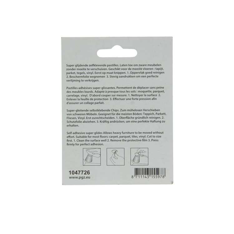 Mack 1047726 - pastille super coulissante autocollante gris ø 25 mm 4 pcs | 12 pièces