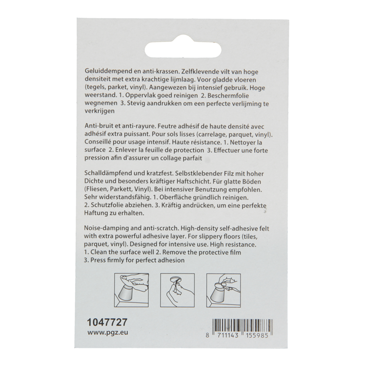 Mack 1047727 - pastille en feutre autocollante blanc 19 x 19 mm 18 pcs | 12 pièces