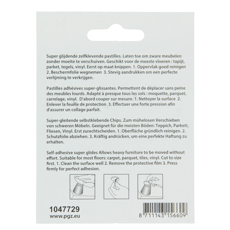 Mack 1047729 - pastille super coulissante autocollante gris ø 30 mm 4 pcs | 12 pièces