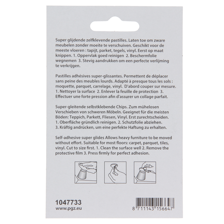 Mack 1047733 - pastille super coulissante autocollante gris ø 60 mm 4 pcs | 6 pièces