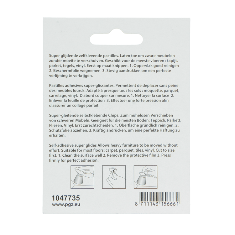Mack 1047735 - pastille super coulissante autocollante gris 25 x 25 mm 4 pcs | 12 pièces