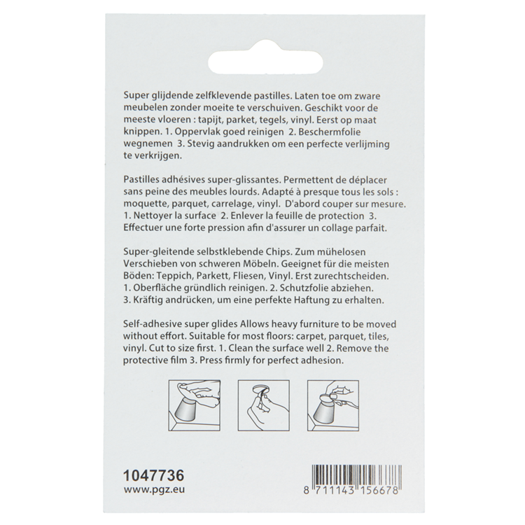 Mack 1047736 - pastille super coulissante autocollante gris ø 70 mm 4 pcs | 6 pièces