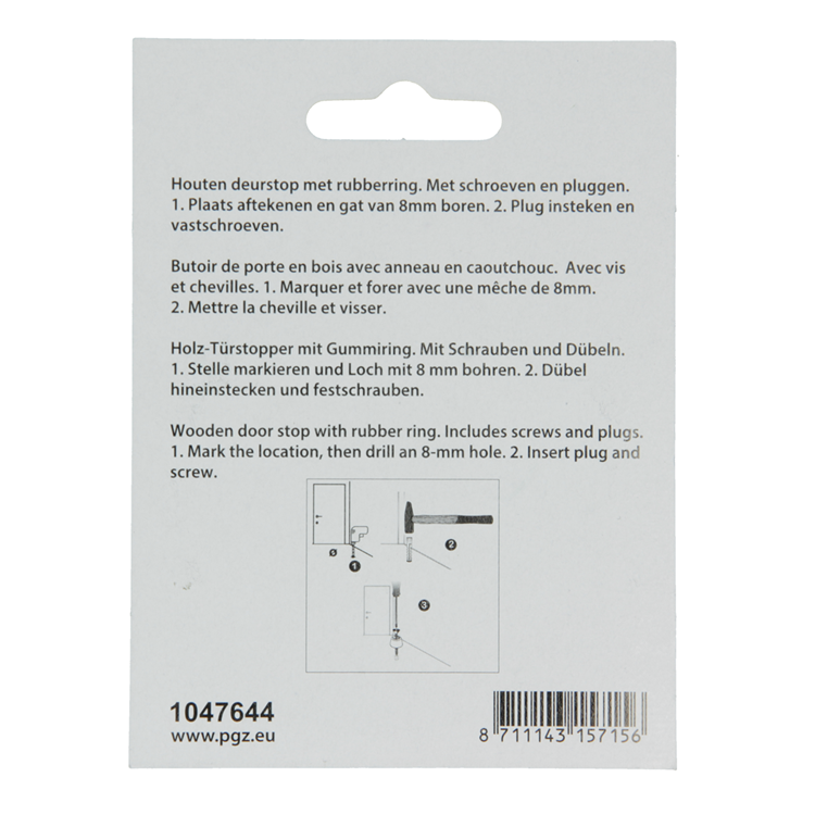Mack 1047644 - butée de porte avec bois d'hévéa ø 35 mm 1 pièce pièce | 6 pièces
