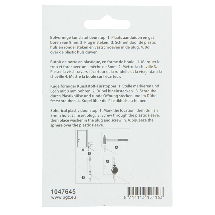 Mack 1047645 - boule de porte avec bouchon gris ø 35 mm 1 pièce pièce | 6 pièces