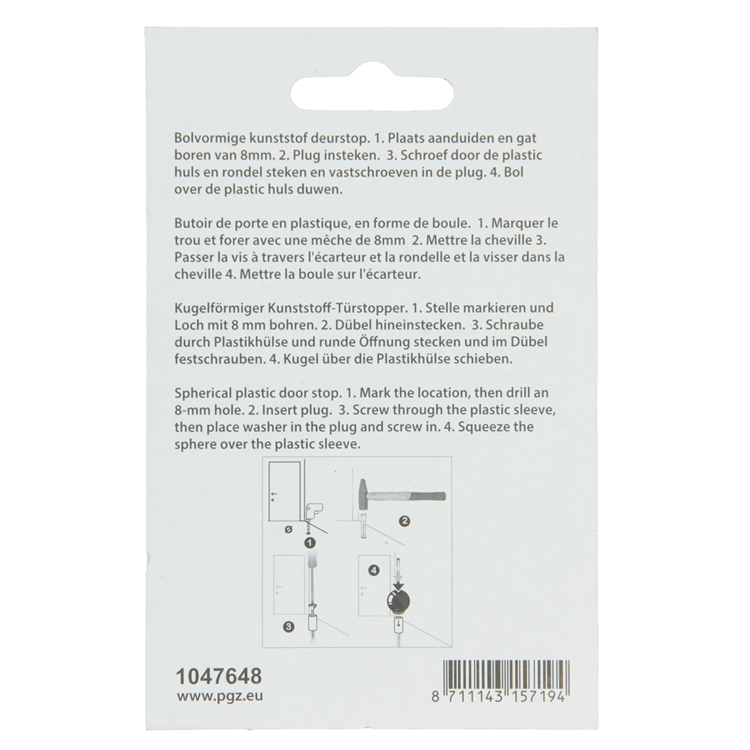Mack 1047648 - boule de porte avec bouchon blanc ø 35 mm 1 pièce pièce | 6 pièces