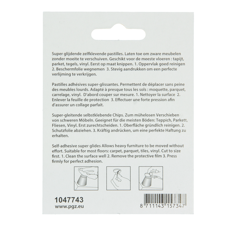 Mack 1047743 - pastille super coulissante autocollante gris ø 17 mm 16 pcs | 12 pièces