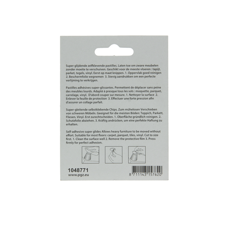 Mack 1048771 - pastille super coulissante autocollante grise 30 x 30 mm 4 pcs | 12 pièces