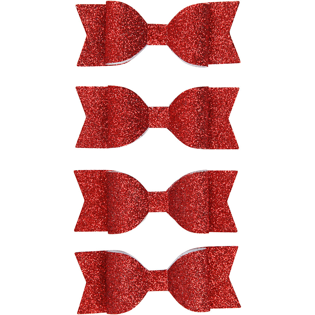 Noeuds Vivi Gade, taille 31x85 mm, paillettes rouges, 4 pièces 1 boîte