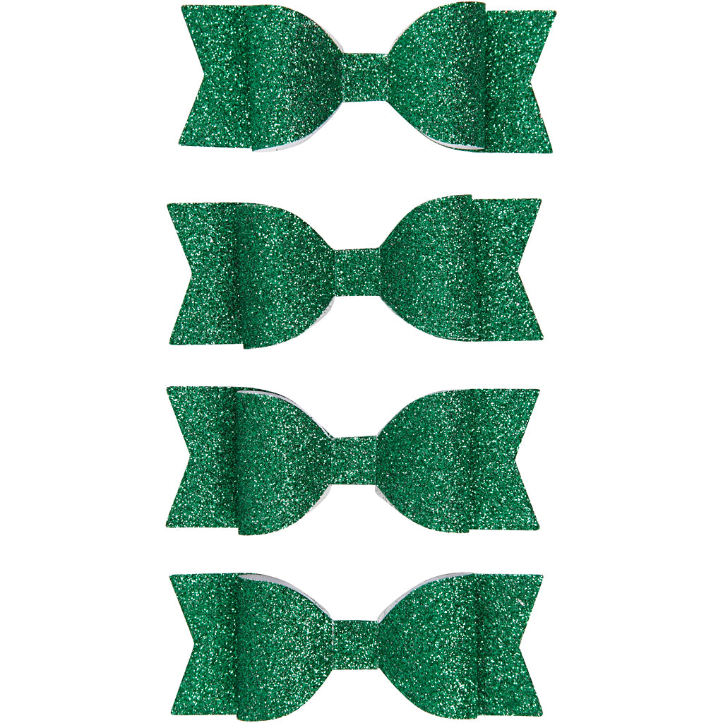 Noeuds Vivi Gade, taille 31x85 mm, paillettes vertes, 4 pièces 1 boîte
