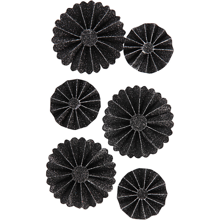 Rosaces Vivi Gade, d 35+50 mm, paillettes noires, 6 pièces 1 boîte
