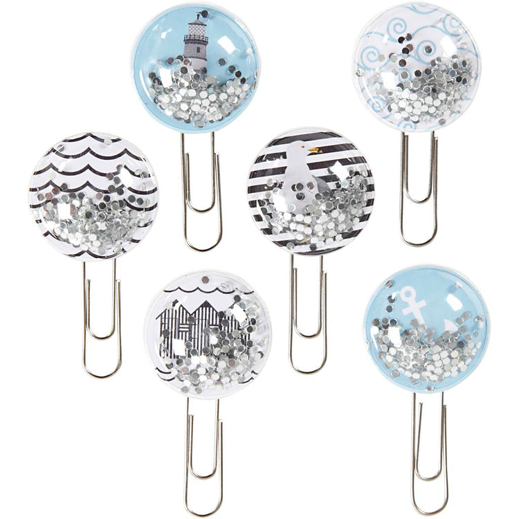 Clips shaker Vivi gade, l : 49 mm, d 25 mm, noir, bleu, gris, blanc, 6 pièces 1 boîte