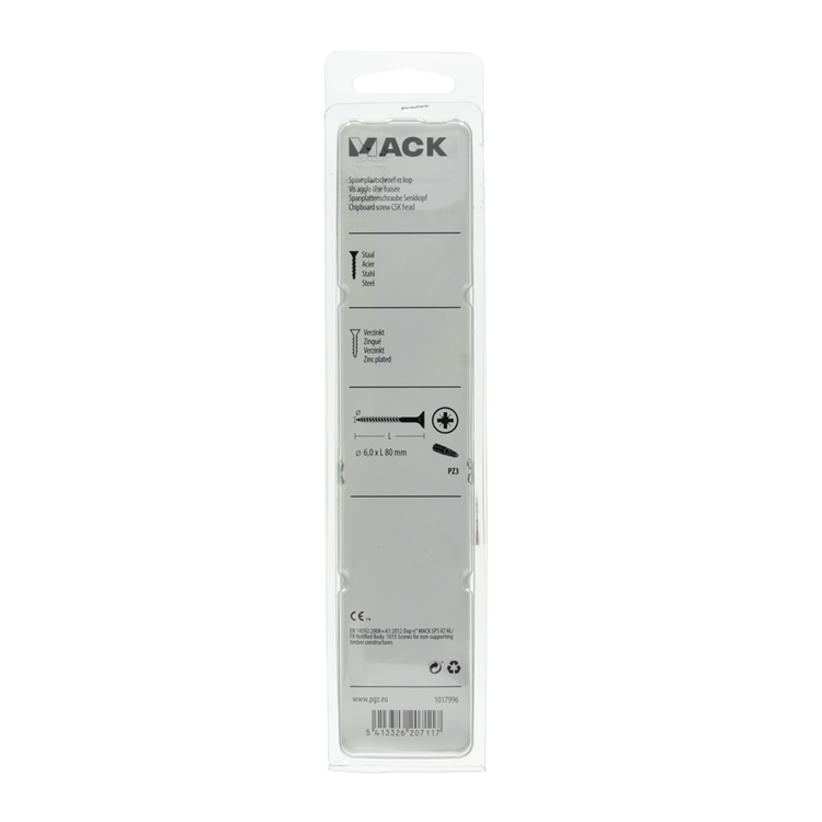Mack 1017996 - vis pour panneaux d'aggloméré avec tête plaquée jaune. 18 pièces 6,0 x 80 mm | 5 pièces