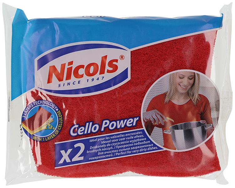 Nicols 1005986 - éponge à récurer 3 couches cello power 2 pcs | 14 pièces