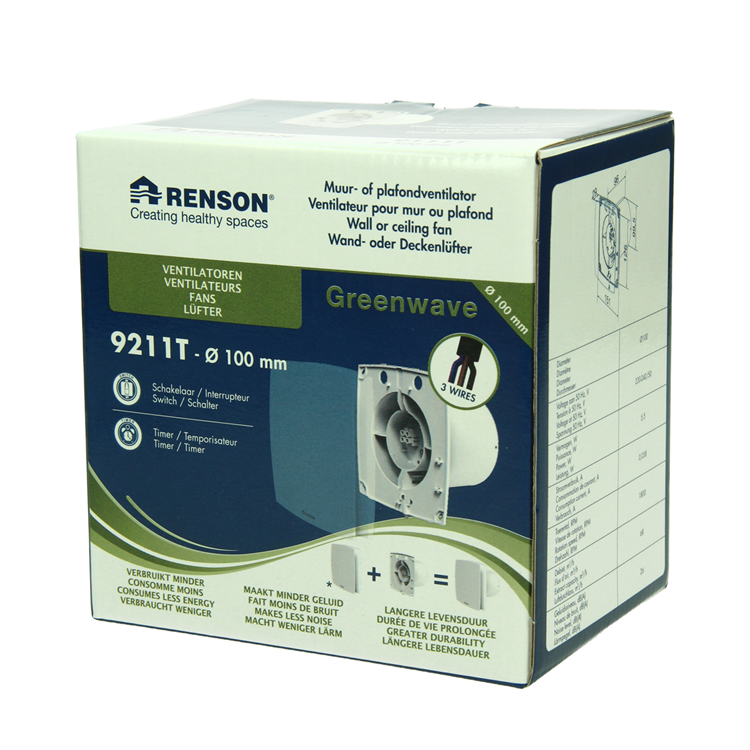 Renson 1069251 - méca. ventilateur avec minuterie 9211t (dia 100) | 2 pièces