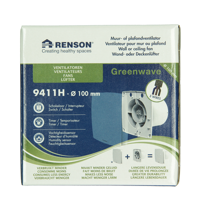 Renson 1069252 - mech.ventil. capteur d'humidité minuterie9411h (dia 100) | 2 pièces