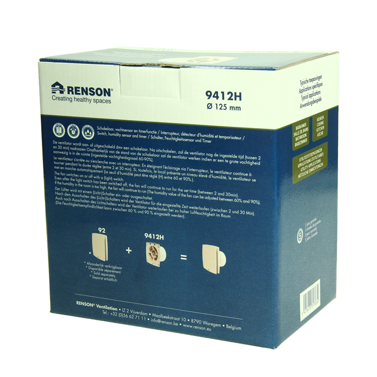 Renson 1069255 - mech.ventil. capteur d'humidité minuterie9412h (diapositive 125) | 2 pièces