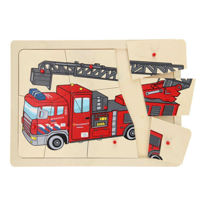 Puzzle à plots en bois Playwood pompiers, 9 pcs.
