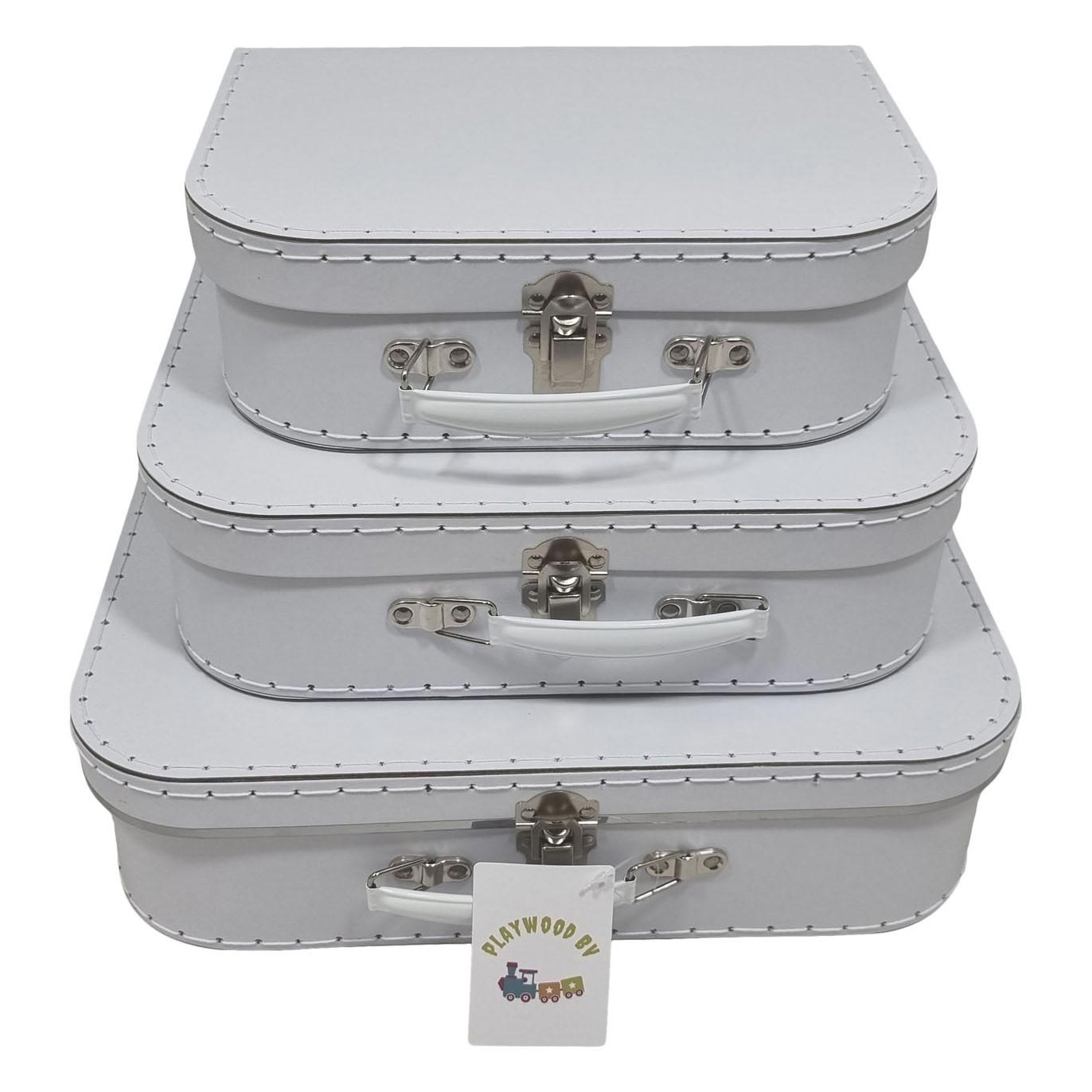Playwood Cardboard Suitcase Set White, 3e.