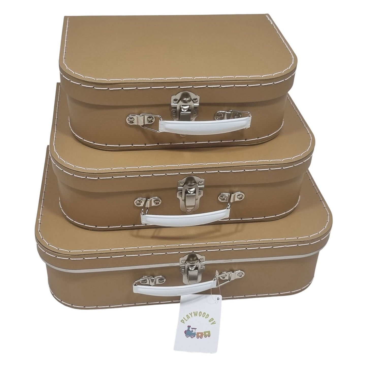 Playwood Cardboard Suitcase Set Brown, 3e.