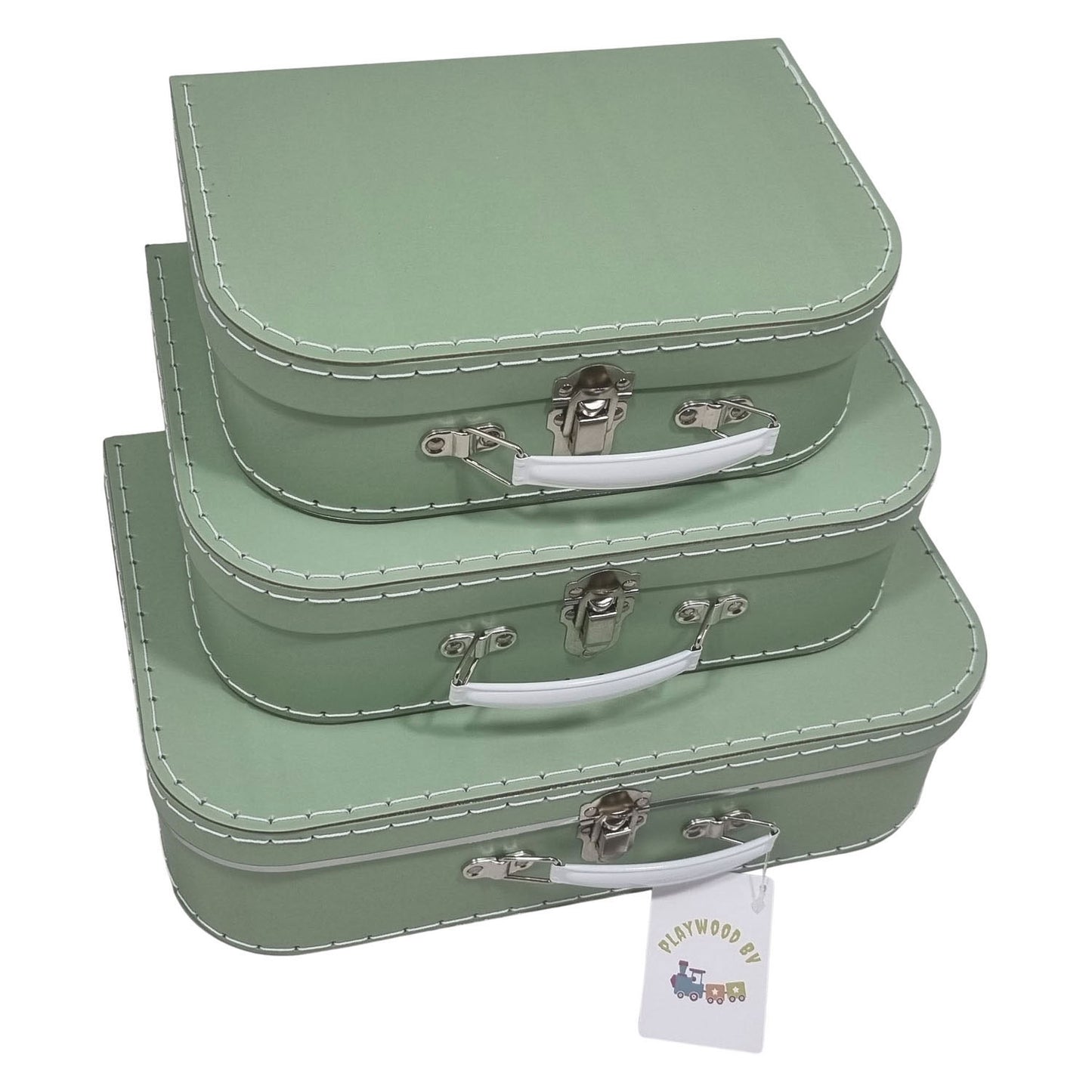 Playwood Cardboard Suitcase Set Green, 3e.