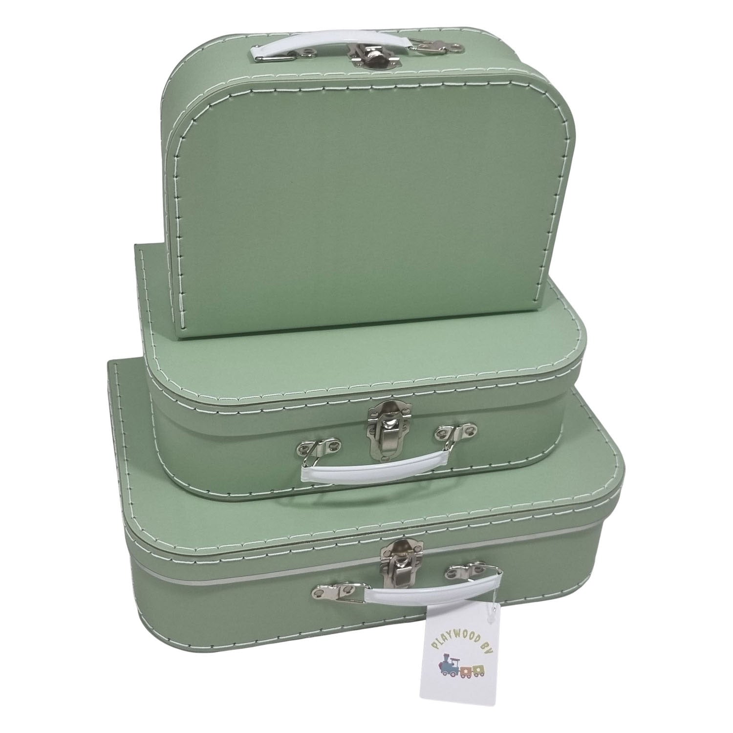 Playwood Cardboard Suitcase Set Green, 3e.