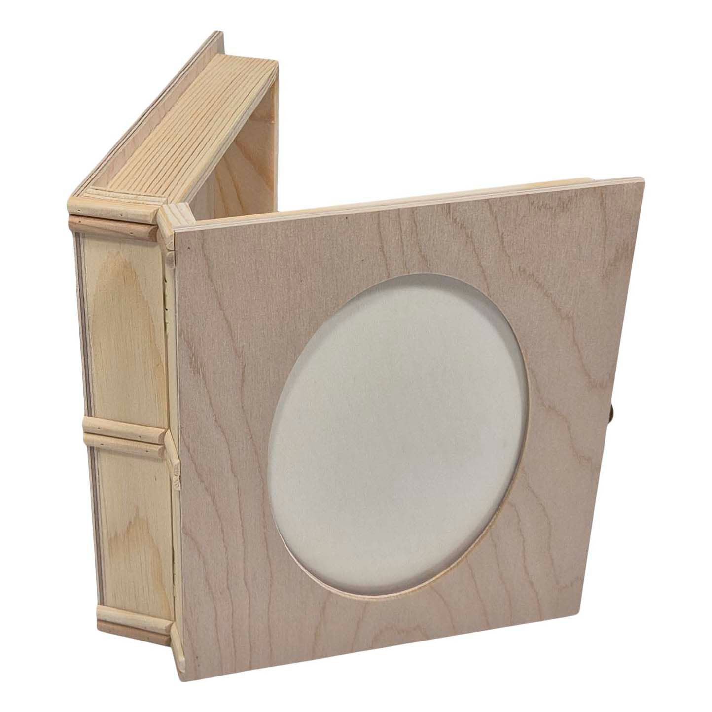 Boîte en bois Playwood forme livre avec cadre photo