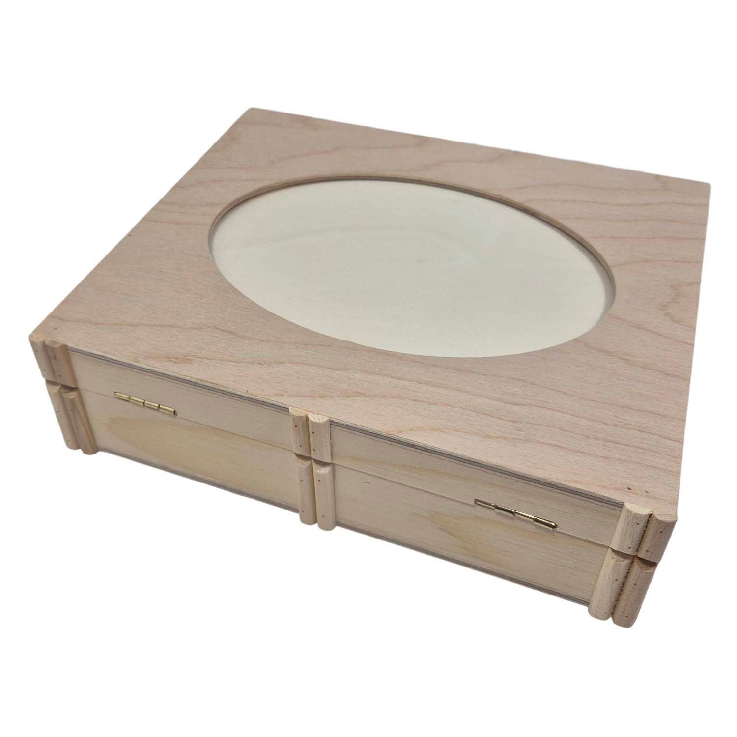 Boîte en bois Playwood forme livre avec cadre photo