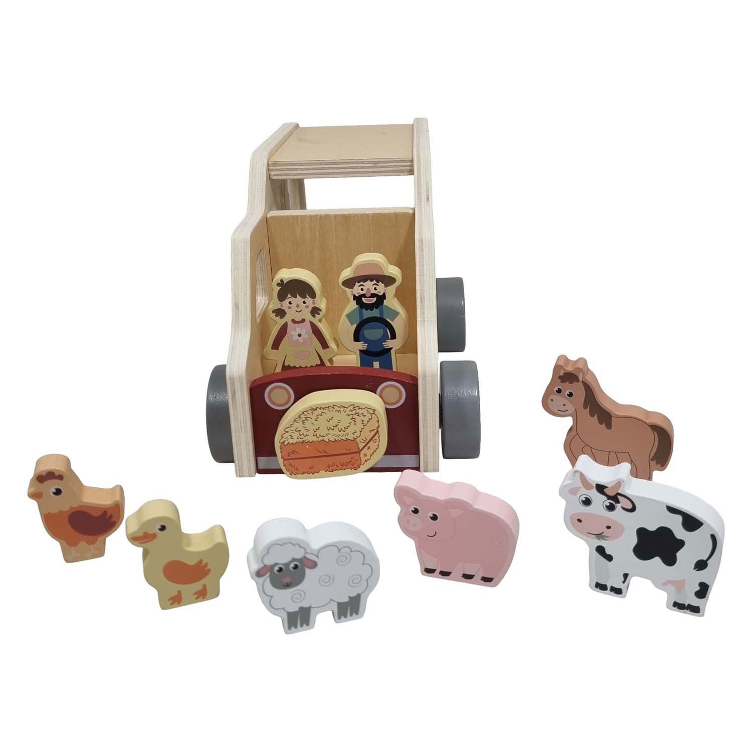 Animaux de ferme en forme de voiture en bois Playwood