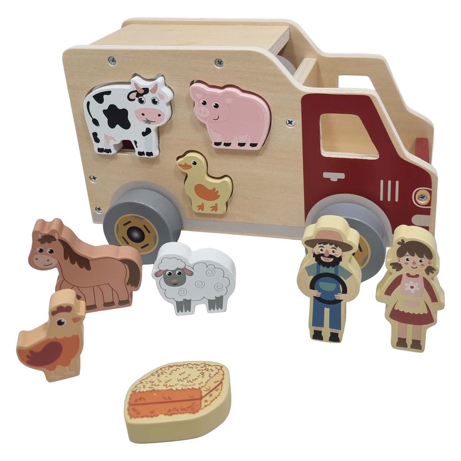 Animaux de ferme en forme de voiture en bois Playwood