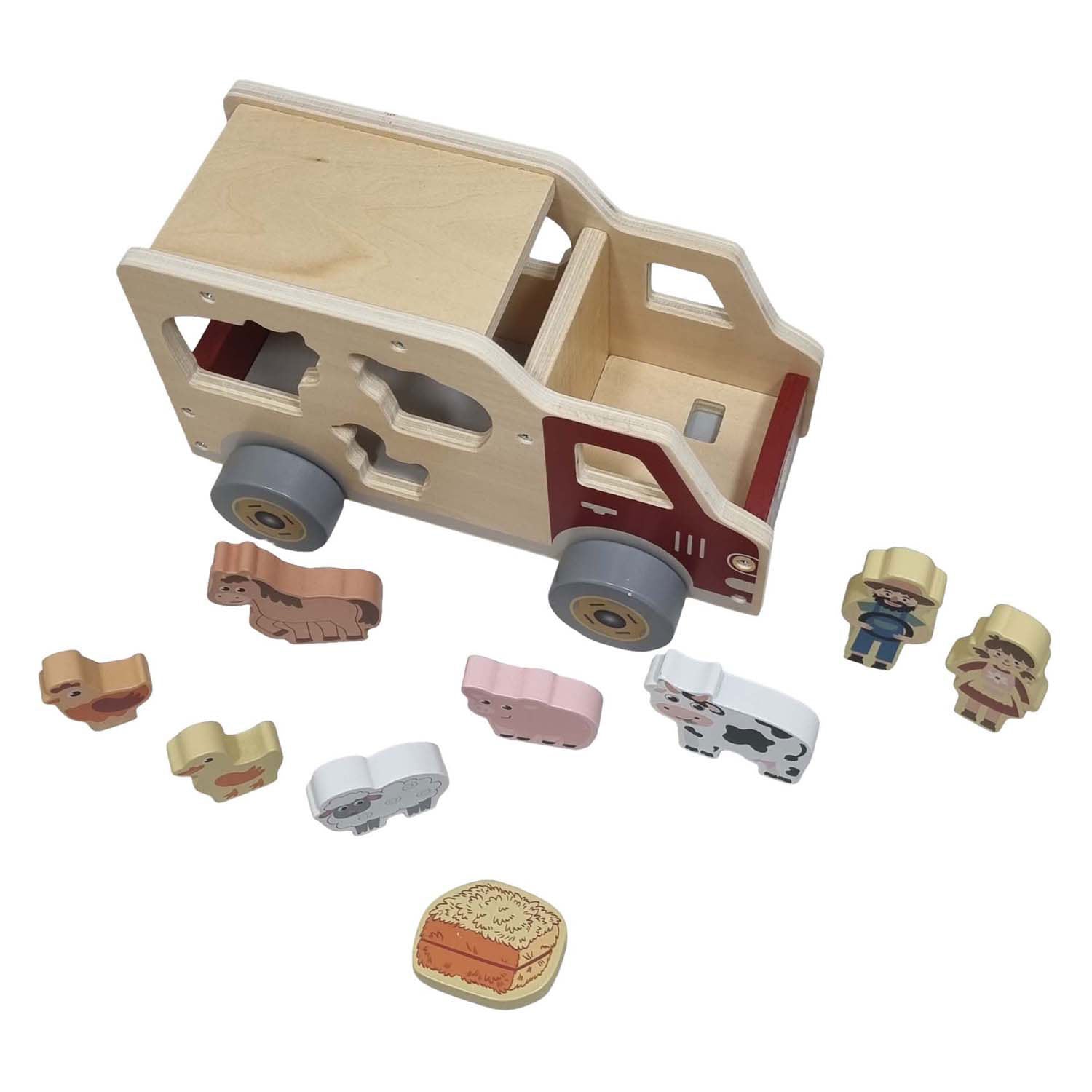 Animaux de ferme en forme de voiture en bois Playwood