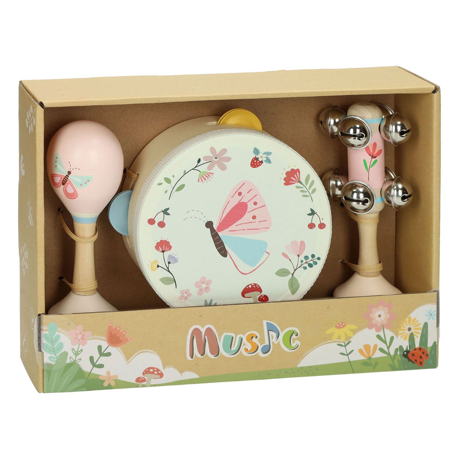 Set de musique en bois Playwood papillon - 3 pièces.
