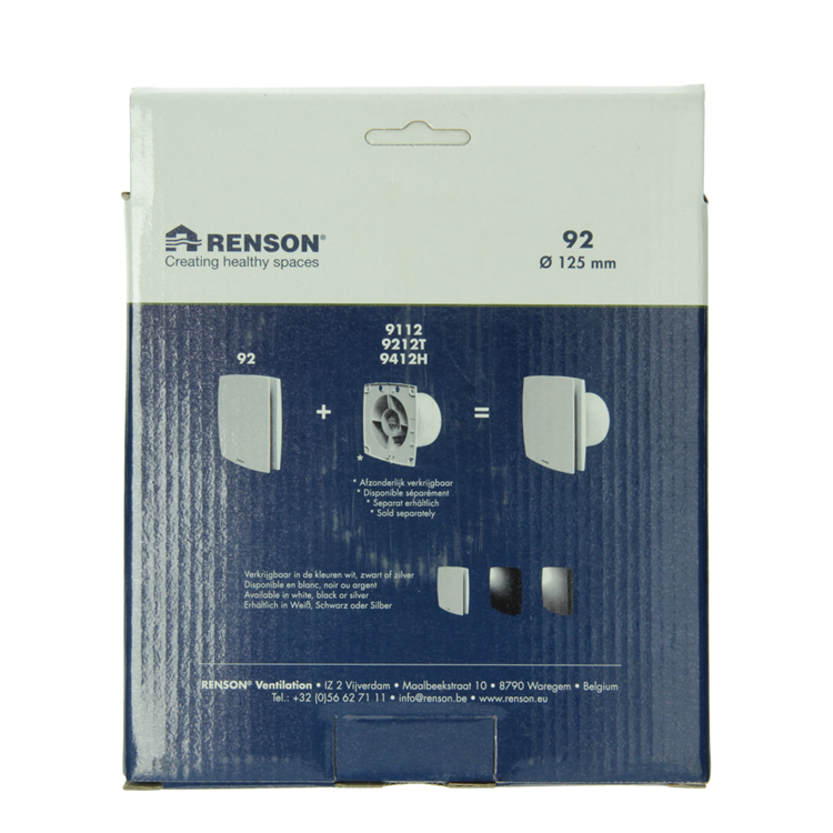 Renson 1069260 - cache ventilateur mécanique (9x12-dia 125) 92b (noir) | 2 pièces