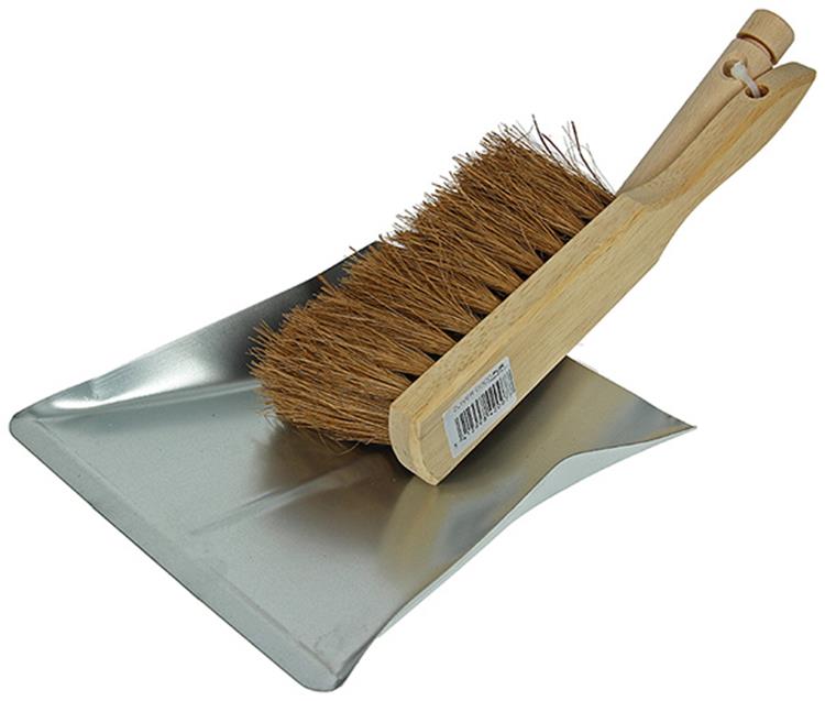 1008322 - set manche en bois galvanisé + brosse à main coco | 6 pièces