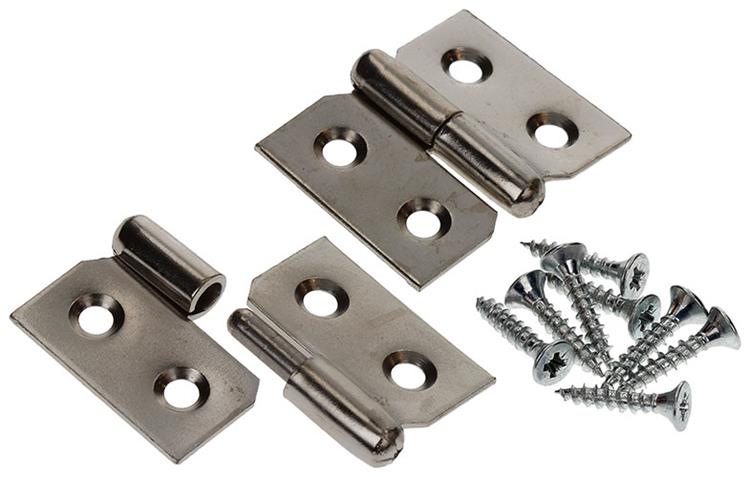 Mack 1013467 - 2 charnières de meuble droite nickelées h 30 x l 40 mm | 5 pièces