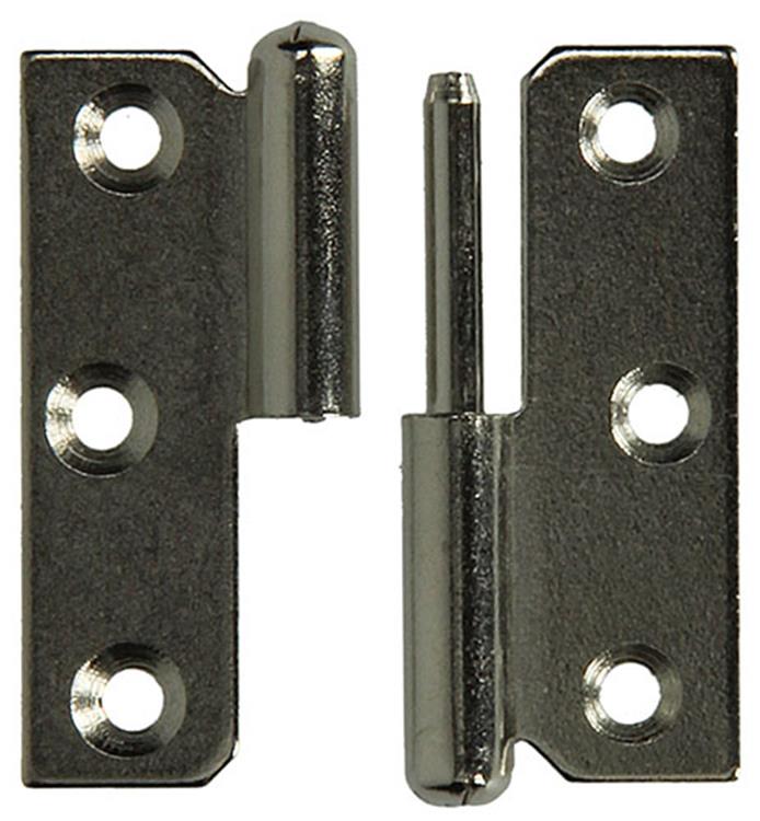 Mack 1013465 - 2 charnières de meuble droite nickelées h 50 x l 40 mm | 5 pièces