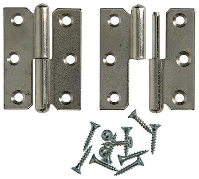 Mack 1013465 - 2 charnières de meuble droite nickelées h 50 x l 40 mm | 5 pièces