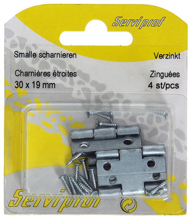 Mack 1013544 - 4 charnières étroites galvanisées h 30 x l 19 mm | 5 pièces